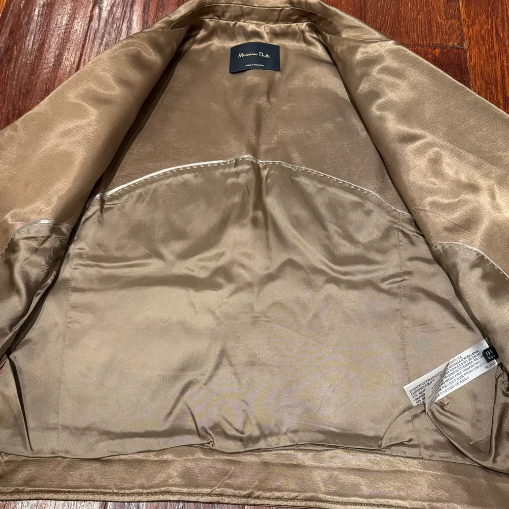 Massimo Dutti Sateen Moto Vest with Silver Asymmetrical Zipper - Picture 7 of 12